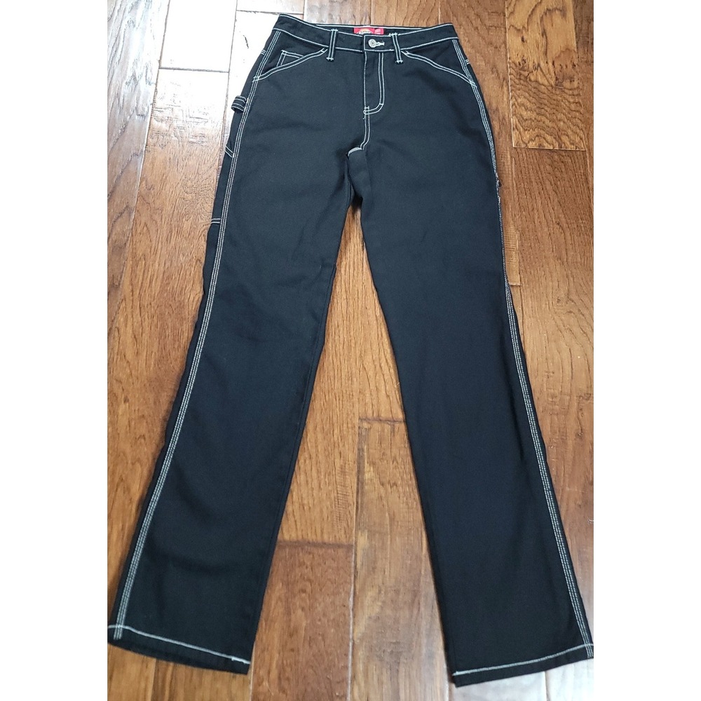 Dickies Black Workwear Pants with White Contrast Stitching